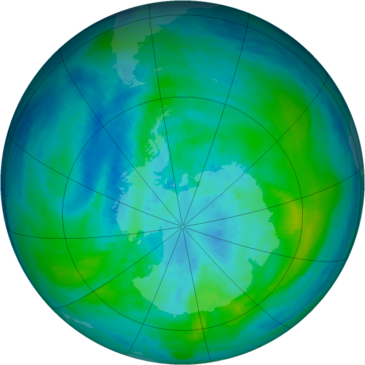 Antarctic ozone map for 26 March 1992